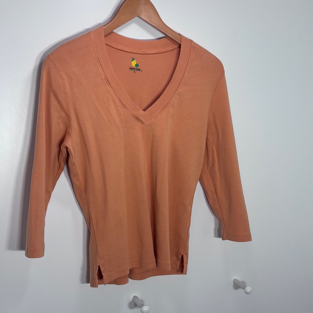 Lemon Lime Kids' V-Neck Long Sleeve Tee in Orange